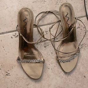 Copper gold. Strappy low heel